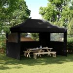 vidaXL Tenda para Festas Pop-up Dobrável com 3 Paredes Laterais Preto - 1583306258