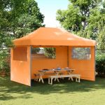 vidaXL Tenda para Festas Pop-up Dobrável com 3 Paredes Laterais Laranja - 643955908