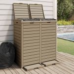 vidaXL Caixote Lixo Exterior 78x41x86 cm Polipropileno Castanho-claro - 2460188922