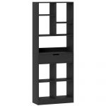 HomCom Estante de Madeira Estante para Livros com 1 Gaveta e 9 Compartimentos de Armazenamento 60x26x158 cm Preto - 836-546V80BK