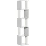 HomCom Estante de Livros em Forma de S Estante com 5 Prateleiras Abertas para Sala de Estar Escritório Anti-tombo 33x28x161cm Branco e Cinza Claro - 836-538LG