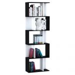 HomCom Estante para Livros Estante Alta de Parede com 5 Níveis em Forma de S Desenho Moderno 60x24x184,5 cm Branco e Preto - 833-450BK