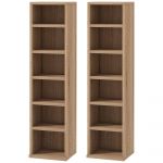 HomCom Estante para Cd Ou Dvd com 12 Compartimentos para 204 Cds e Prateleira Ajustável 2 Unidades 21x22,5x88,5 cm Madeira - 833-872V00AK