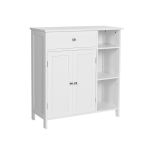 Móvel de WC Vasagle Chão P/ Casa de Banho, Gaveta, 3 Compartimentos Abertos, Prateleiras Ajustáveis, 2 Portas, 75 x 30 x 80 cm Branco Fosco, Estilo Escandinavo - BBC142W01