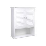 Móvel de WC Vasagle de Parede com 2 Portas Ripadas, Prateleira Ajustável, Prateleira Aberta, 60 x 20 x 70 cm Branco - BBC27WT