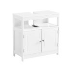 Móvel de WC Vasagle para Lavatório, 2 Portas, Compartimento Aberto, 60 x 30 x 60 cm Branco Fosco, Estilo Escandinavo - BBC301W01