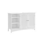 Móvel de WC Vasagle para Lavatório, 90 x 30 x 60 cm 2 Portas, Compartimentos Abertos, Prateleiras Ajustáveis, Branco - BBC410P31