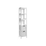 Móvel de WC Vasagle Alto com 2 Gavetas, 3 Prateleiras Abertas, 30 x 30 x 141,5 cm Branco - BBC66WT