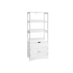 Móvel de WC Vasagle Alto com 3 Prateleiras Abertas, 1 Gaveta, 1 Porta, 60 x 32,5 x 154 cm Branco - BBC67WT