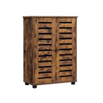 Móvel de WC Vasagle de Chão, 2 Portas Ripadas, Prateleira Ajustável Castanho Rústico - BBK142X01