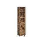 Móvel de WC Vasagle Alto 3 Compartimentos Abertos, 2 Prateleiras Atrás da Porta, Castanho Rústico - BBK160X01