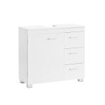 Móvel de WC Vasagle Casa de Banho, 3 Gavetas Grandes, 2 Compartimentos Atrás da Porta, 30 x 70 x 64 cm Branco - BBK503W10