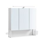 Móvel de WC Vasagle de Parede com Espelho led, 3 Portas, Prateleira Ajustável Branco - BBK124W14