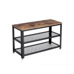 Vasagle Banco para Sapatos 2 Prateleiras 73 x 30 x 45 cm Castanho Rústico/preto, Industrial - LBS73X