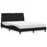 vidaXL Cama com Colchão 140x190 cm Tecido Preto - 798109175