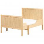 Beliani Cama Extensível em Madeira de Pinho Natural 90 x 130/160/200 cm com Base de Ripas