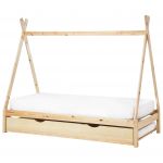 Beliani Cama Tipi Dupla em Madeira de Pinho Clara Tamanho Individual Eu 90x200 cm com Estrado de Ripas Ideal