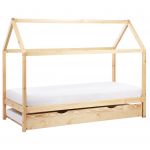 Beliani Cama Casinha Infantil com Gavetão de Reforço em Madeira de Pinho Clara Tamanho Individual 90x200 cm Base Ripada