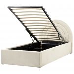 Beliani Cama de Solteiro com Espaço de Arrumação em Poliéster Creme 90 x 200 cm com Cabeceira Semicircular Estilo Retro Minimalista