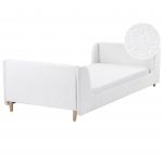 Beliani Cama Infantil Estofada em Tecido Bouclé Branco-creme 90 x 200 cm para Quarto de Crianças Tradicional Moderno