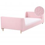 Beliani Cama Infantil Estofada em Tecido Bouclé Rosa 90 x 200 cm para Quarto de Crianças Tradicional Moderno