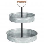 Beliani Suporte para Bolos de 2 Níveis em Ferro Prateado 38 x 38 x 50 cm Bandeja Decorativa e Elegante