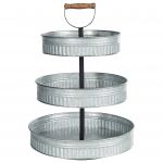 Beliani Suporte para Bolos de 3 Níveis em Ferro Prateado 38 x 38 x 54 cm Bandeja Decorativa e Elegante