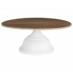 Beliani Suporte para Bolos em Branco e Castanho Claro 30 x 30 x 14 cm Bandeja Decorativa Entalhada