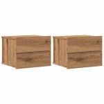vidaXL Mesas de Cabeceira de Parede 2 Peças 40x32x30cm Carvalho Artisiano - 3142532685