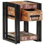 vidaXL Gabinete de Cabeceira Multicolorido Madeira Recuperada Sólida, Ferro - 2237612239