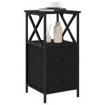 Gabinete de Cabeceira vidaXL Carvalho Preto Madeira de Engenharia, Metal - 2835762689