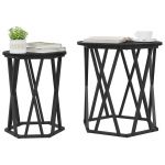 vidaXL Carvalho Preto Madeira e Metal Média Durável Mesa de Café - 3649418262