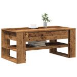 Mesa de Café vidaXL Madeira Gasta Madeira Média Retangular - 1039988392