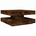 vidaXL Mesa de Centro Rotativa a 360graus 70x70x34,5cm Carvalho Fumado - 3928358614