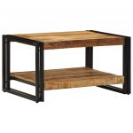 vidaXL Mesa de Centro 70x50x38 cm Madeira de Mangueira Áspera Maciça - 3843693772
