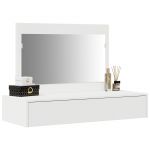 vidaXL Branco Madeira 100 x 40 x 70 cm Espelho Mesa de Maquilhagem - 74019817