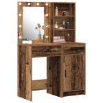 vidaXL Conjunto de 2 Madeira Velha Madeira Sólida Médio Mesa de Vanity - 673772478