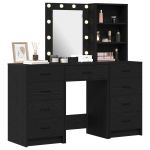 vidaXL Conjunto de 3 Carvalho Preto Madeira Espelho Armário Alto - 2121421880