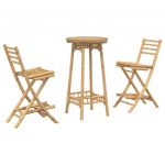 vidaXL Conjunto de Bar Exterior de 3 Peças em Bambu Dobrável - 3347506277