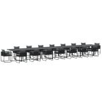 Conjunto de Jantar vidaXL Conjunto de 17 Preto Aço Revestido a Pó - 4246937797