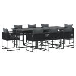Conjunto de Mesa de Jantar vidaXL Conjunto de 9 Preto Aço Revestido a Pó - 4199474396
