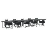 Conjunto de Mesa de Jantar vidaXL Conjunto de 11 Preto Aço Revestido a Pó - 230427804