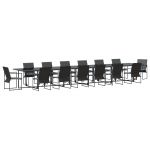 Conjunto de Jantar Ao Ar Livre vidaXL Conjunto de 15 Preto Textilene - 2480445759