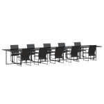 Conjunto de Mesa de Jantar vidaXL 11 Peças Preto Aço Revestido - 2328078462