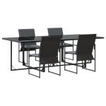 vidaXL Mesa de Jantar Conjunto de 5 Preto Aço Revestido a Pó Expandível - 3627172633