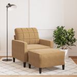 vidaXL Poltrona com Apoio de Pés 60 cm Veludo Castanho - 998798495