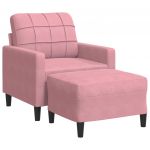 vidaXL Poltrona com Apoio de Pés 60 cm Veludo Rosa - 1021685894