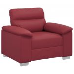 vidaXL Poltrona 60 cm Couro Artificial Vermelho Tinto - 602861564