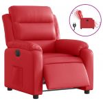 vidaXL Poltrona Reclinável Elétrica Couro Artificial Vermelho - 2606089690