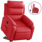 vidaXL Poltrona Reclinável Elevatória Couro Artificial Vermelho - 3547961092